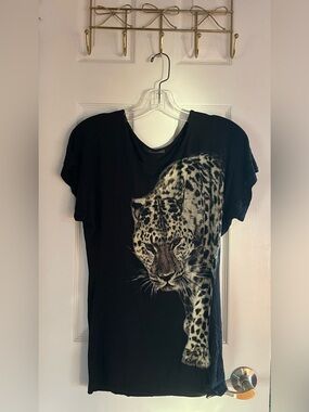 Papaya Black Leopard Print Short Sleeve Tee